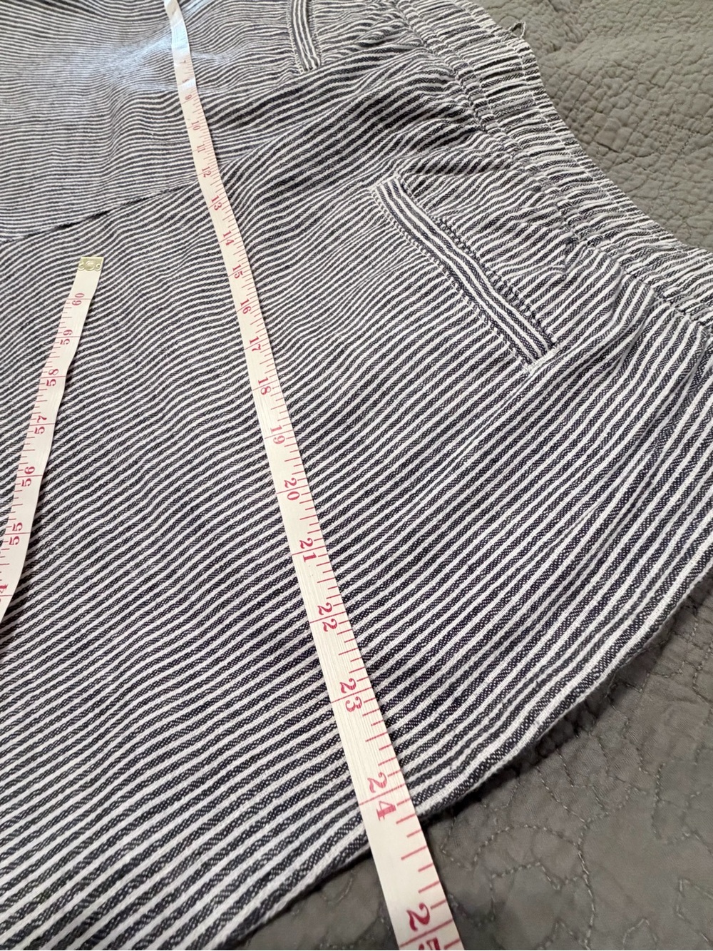 Old Navy Women's Navy and White Stripe Linen-Blend Pants XL Tall - Picture 5 of 7
